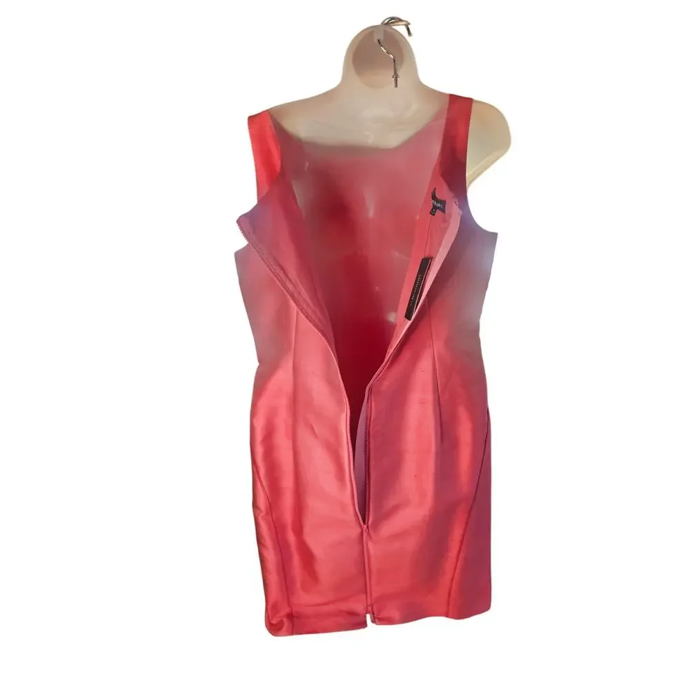 Lafayette 148 Pink Rosette Shift Dress Sz 14 Zip Up 55% Silk Sleeveless NWT - Picture 5 of 9